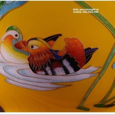 BÌNH HÚT TÀI LỘC SEN VỊT MEN VÀNG